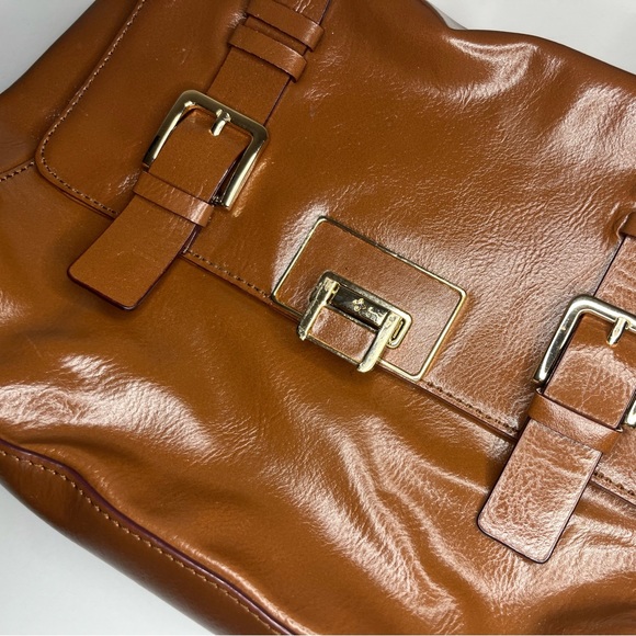 Antonio Melani Brown Patent Leather Satchel - Picture 2 of 7